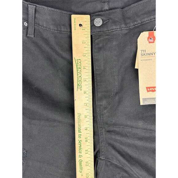 Levis Sculpt 711 Skinny Jeans Womens 24W Black Hypersoft Stretch Mid Pants New - Picture 6 of 13